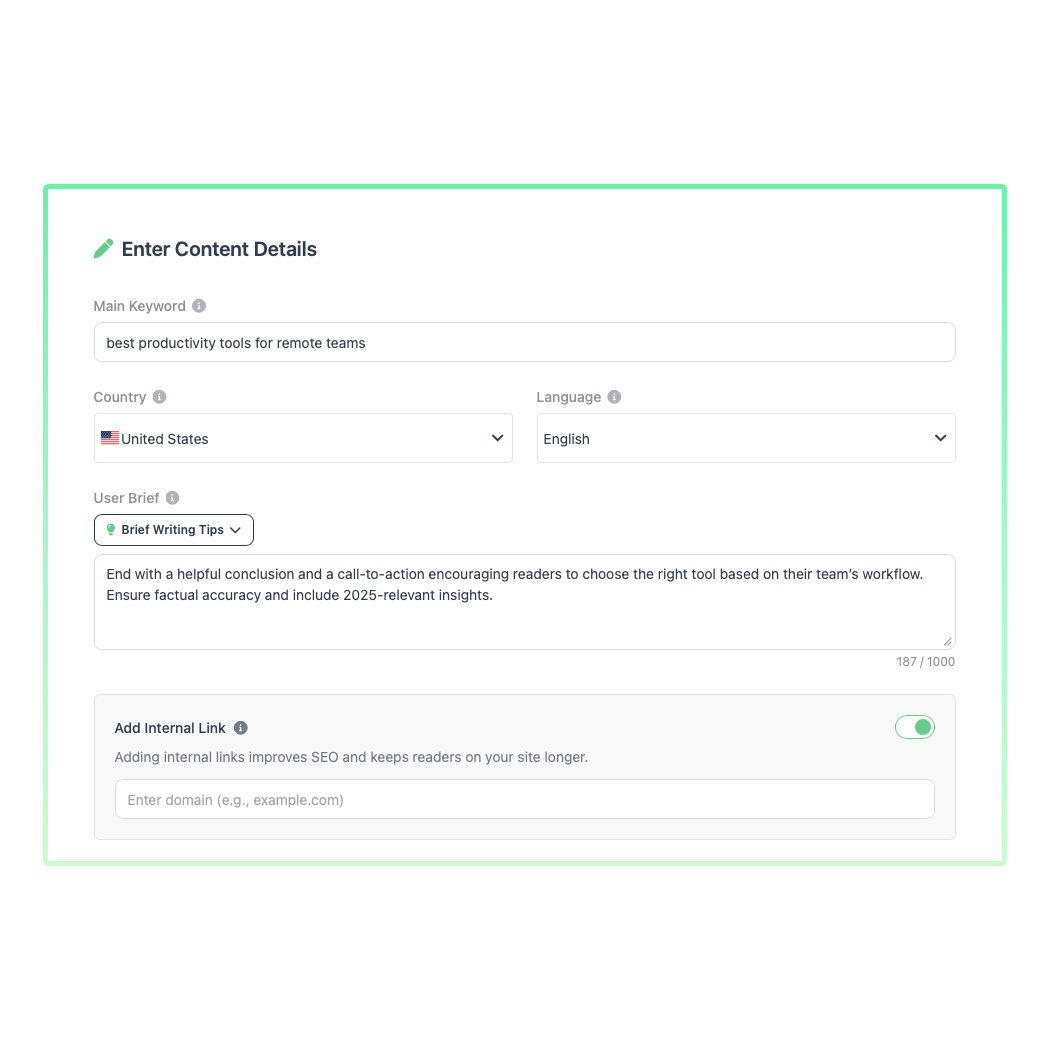Enter Content Details